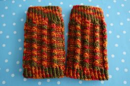 Pulswärmer gestrickt orange-rot-grün one size Handarbeit