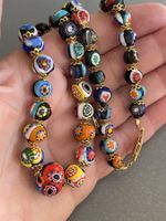 Millefiori Collier Glas Perlen 45cm aufwändig feine Arbeit
