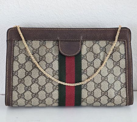 Gucci Vintage Clutch/Schultertasche  Leder Braun