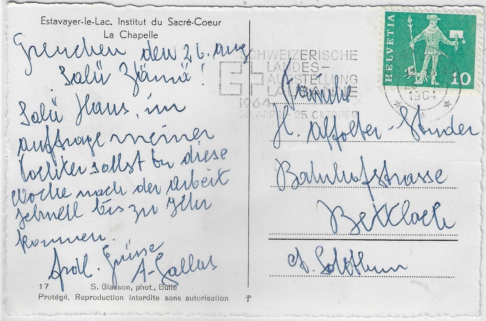 Ansichtskarten: Estavayer-le-Lac - Institut du Sacre- – Antik aus Ettingen von Kartenplanet 1