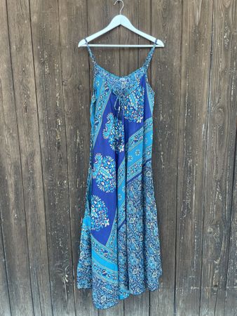 Sommerkleid aus Seide, Indisches Design, Gr. L, Top!