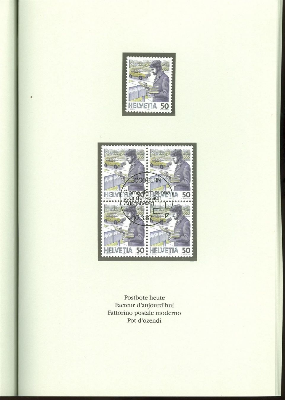 Alle Briefmarken: 1986/87_PTT Heft "Postbeförderung"; EM **/VB ET "3000 Bern" – Neu (gemäss Beschreibung) aus Thun von Nissan 6