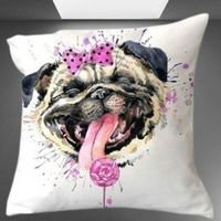🐶Lustiger Mops-Kissenbezug: Pinker Polka-Dot-Stil mit Lolli