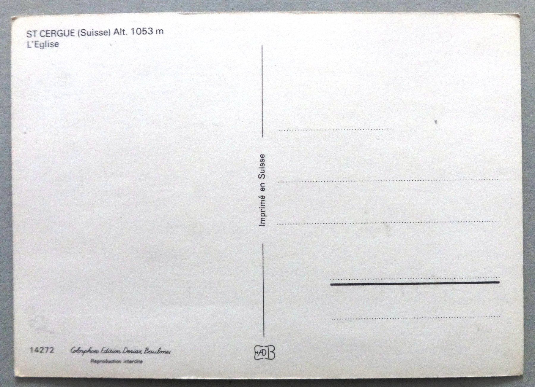 Ansichtskarten: St-Cergue, alt. 1053 m, L' Eglise – Gebraucht aus Fétigny von Billy2miny 1