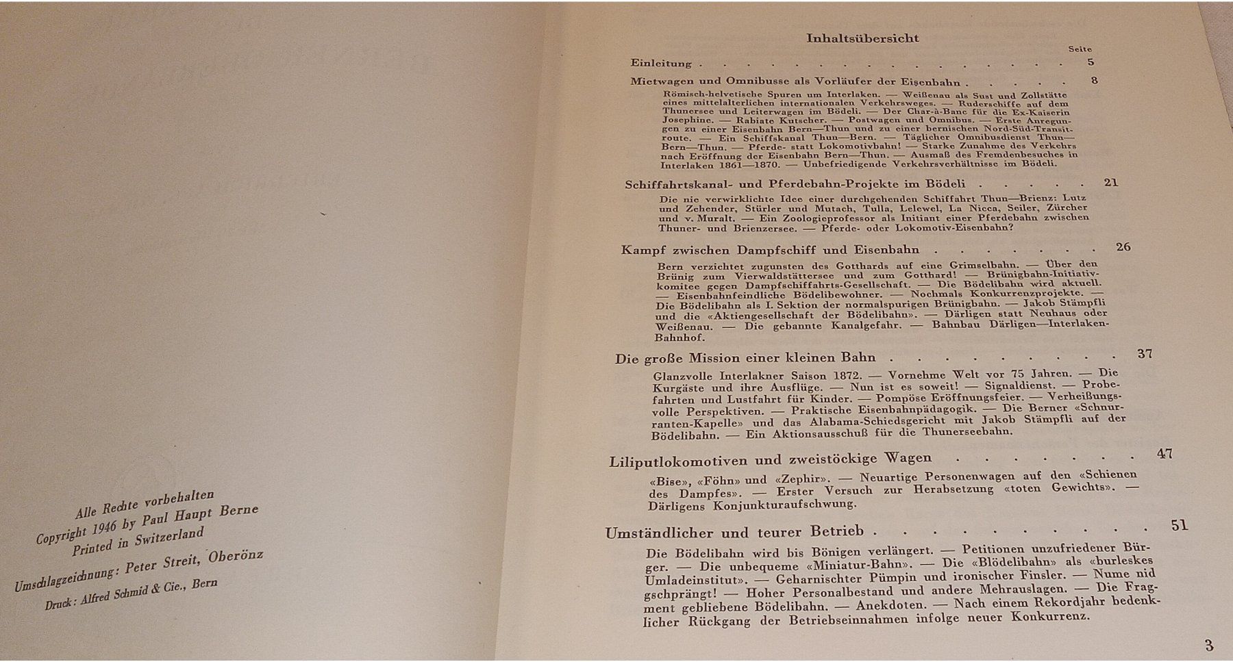 Libri: DIE ERSTE EISENBAHN DES BERNER OBERLANDES   F.A. Volmar 1946 – Usato da Hätzingen venduto da memory-lane 2