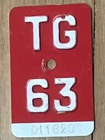 TG 63 - VELONUMMER - FAHRRADSCHILD - PLAQUE DE VELO - TG 63