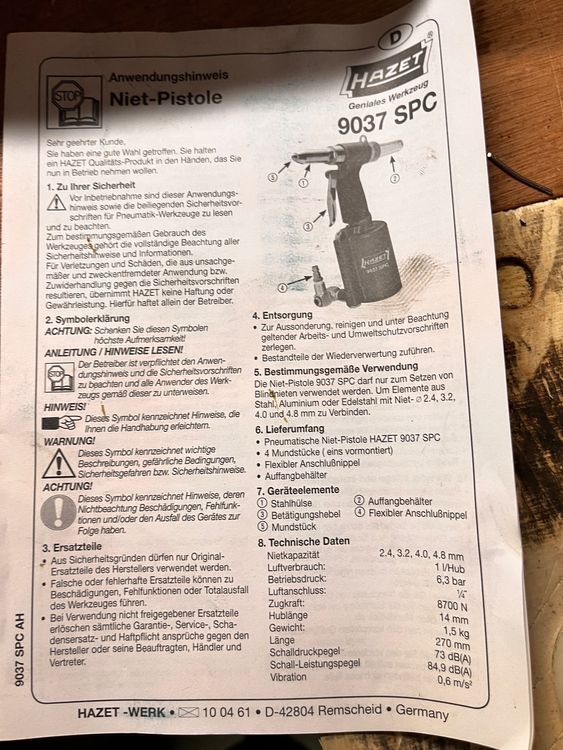 Hazet Niet-Pistole 9037 SPC Neu (Neu und originalverpackt) in ...