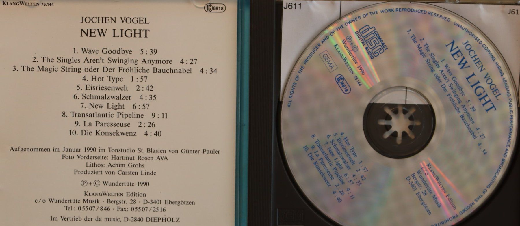 CDs: Jochen Vogel – New Light – Gebraucht aus Luzern von CONTENTI 1