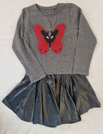 Funfair Mädchenkleid – Grau/Schwarz – Schmetterling, Gr. 128