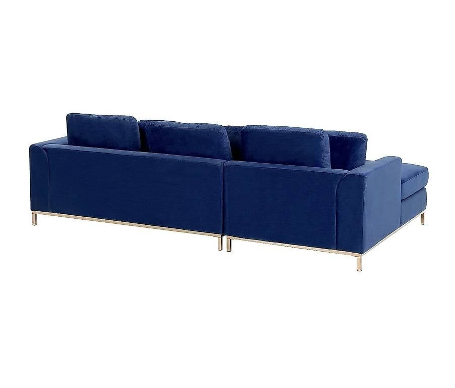 Divani: Rechtsseitiges Ecksofa aus Samtstoff Marineblau – Usato da Malix venduto da xiBugsbunny 3