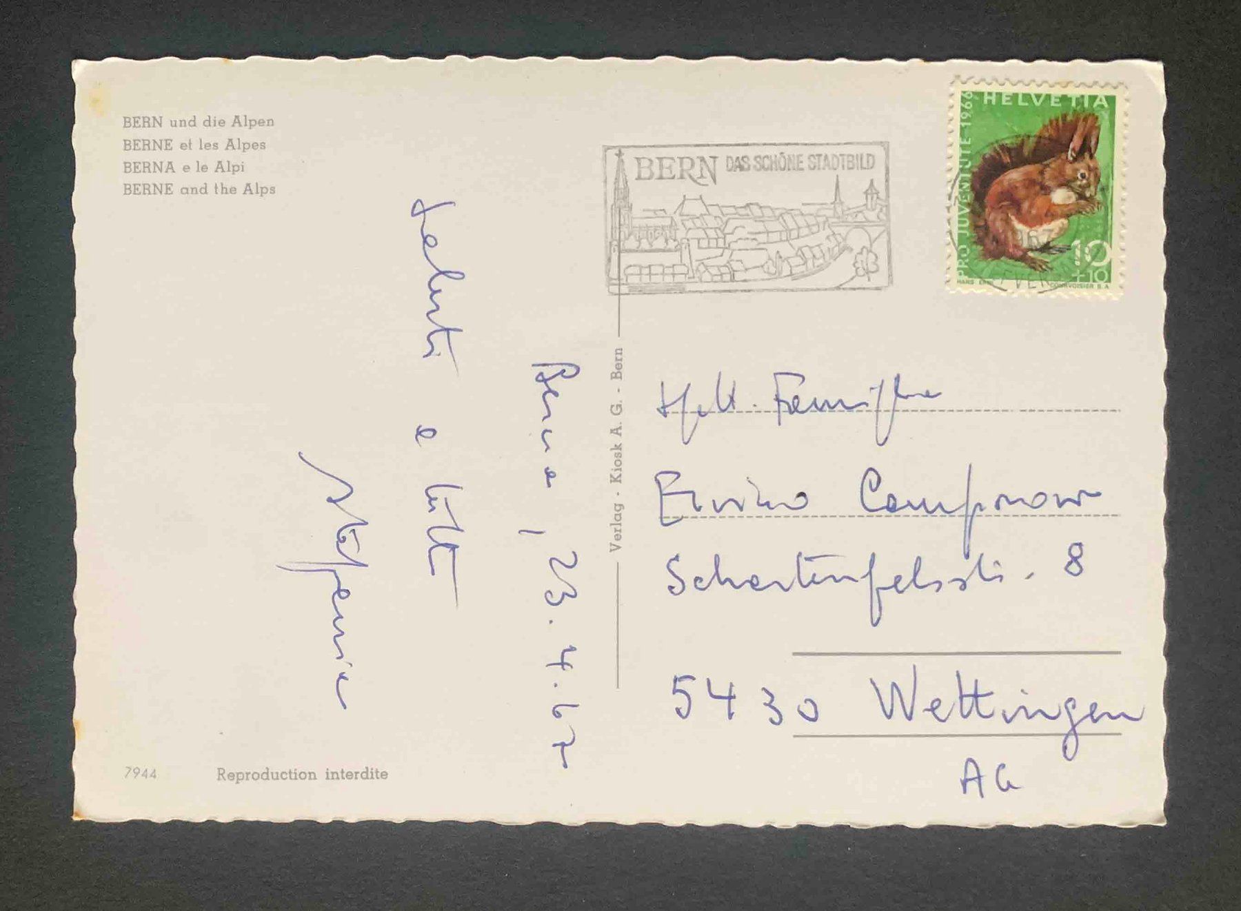 Cartoline postali: AK BERN und die Alpen – Usato da Goldau venduto da artelier1 1