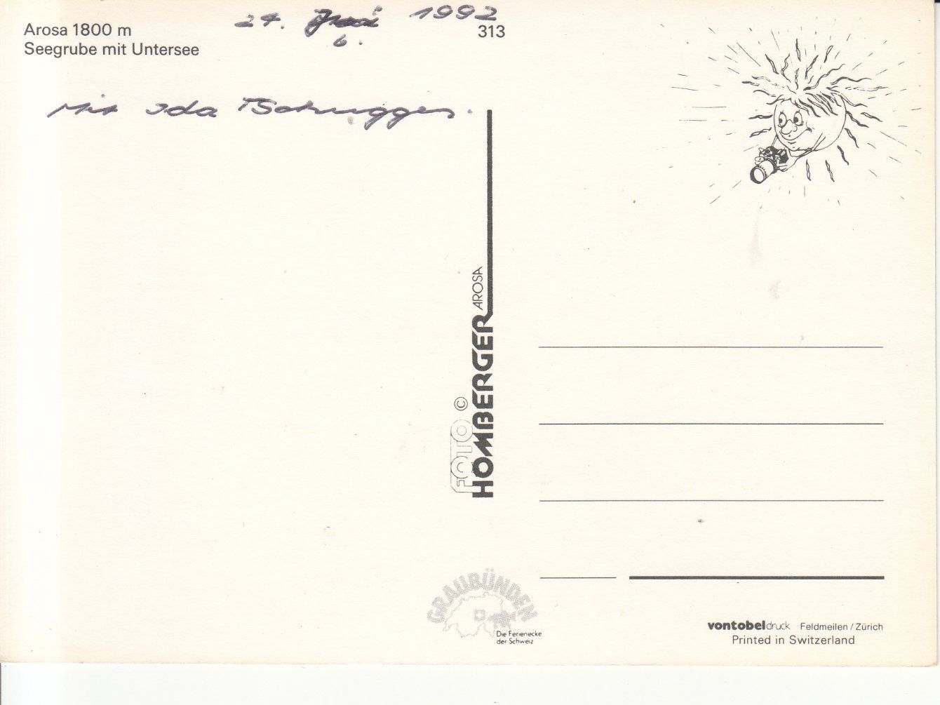 Ansichtskarten: Arosa 1992 – Gebraucht aus Bürglen TG von StampGraf 1