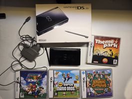 Nintendo DS Lite schwarz + 4 Spiele – komplett in OVP