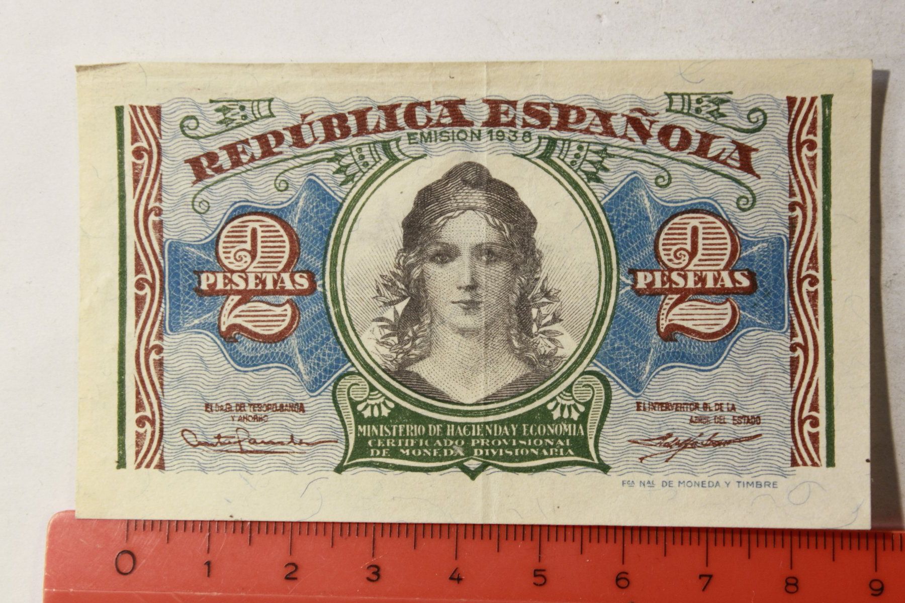 Banknoten: 2 pesetas 1938 republica – Gebraucht aus La plaine von 762