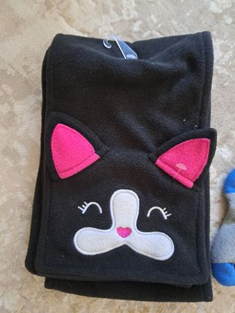 Finkli Kinder Kinderhalstuch Katzenmotiv schwarz Pink Fleece