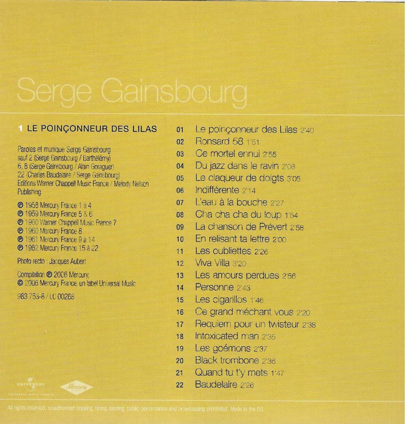 CD: Gainsbourg 5 CD's Box Set - Les cent plus belles chansons – Usato da Savagnier venduto da Ne2065 2