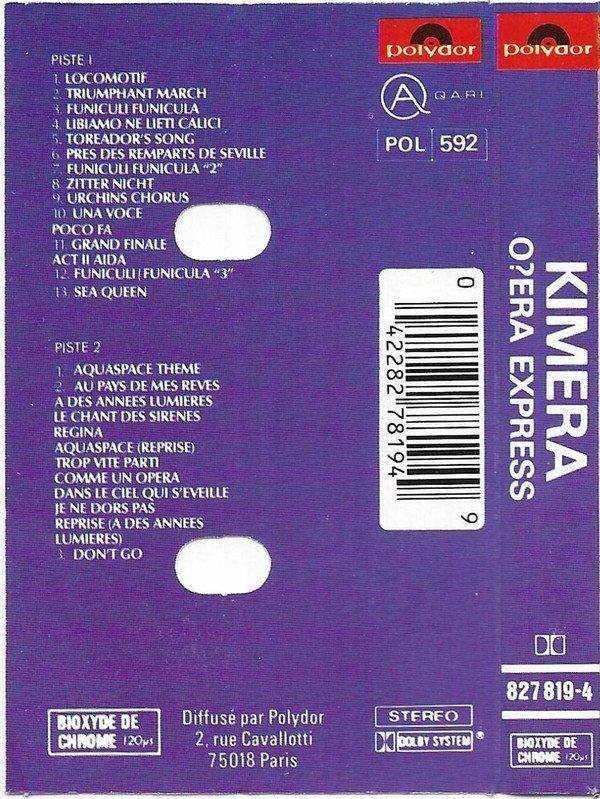 Kompaktkassetten: CASSETTE KIMERA - DISCO/OPERA – Gebraucht aus PORRENTRTUY von RABAIS_SPORT 1