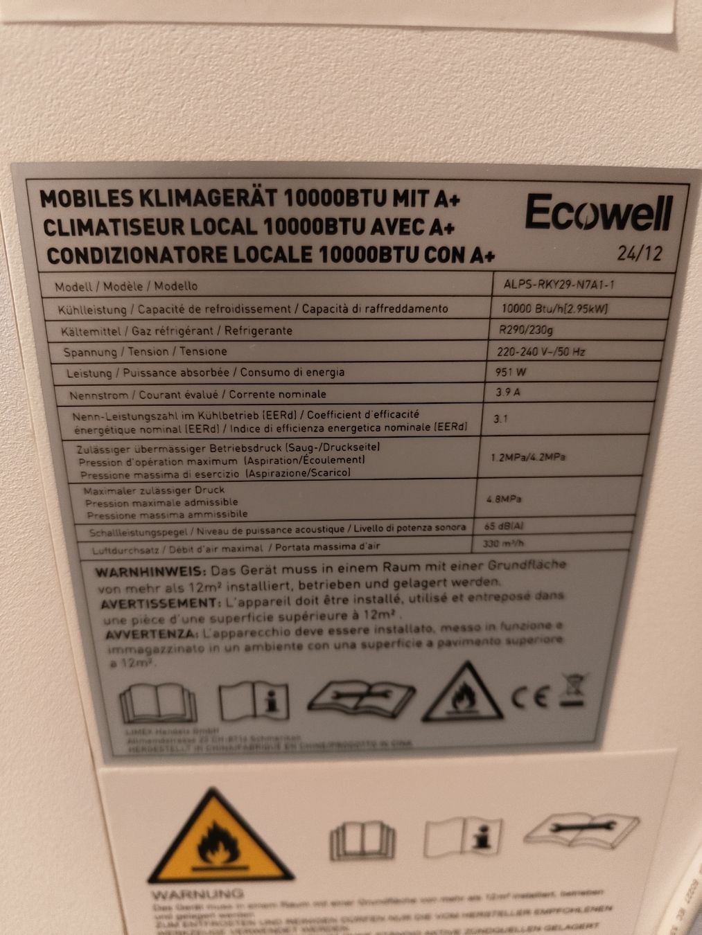 Condizionatori: Ecowell Mobiles Klimagerät | 10000 BTU – Usato da Zürich venduto da alb_2d9f 2