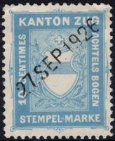 10 Centimes Fiskalmarke vom Kanton ZUG