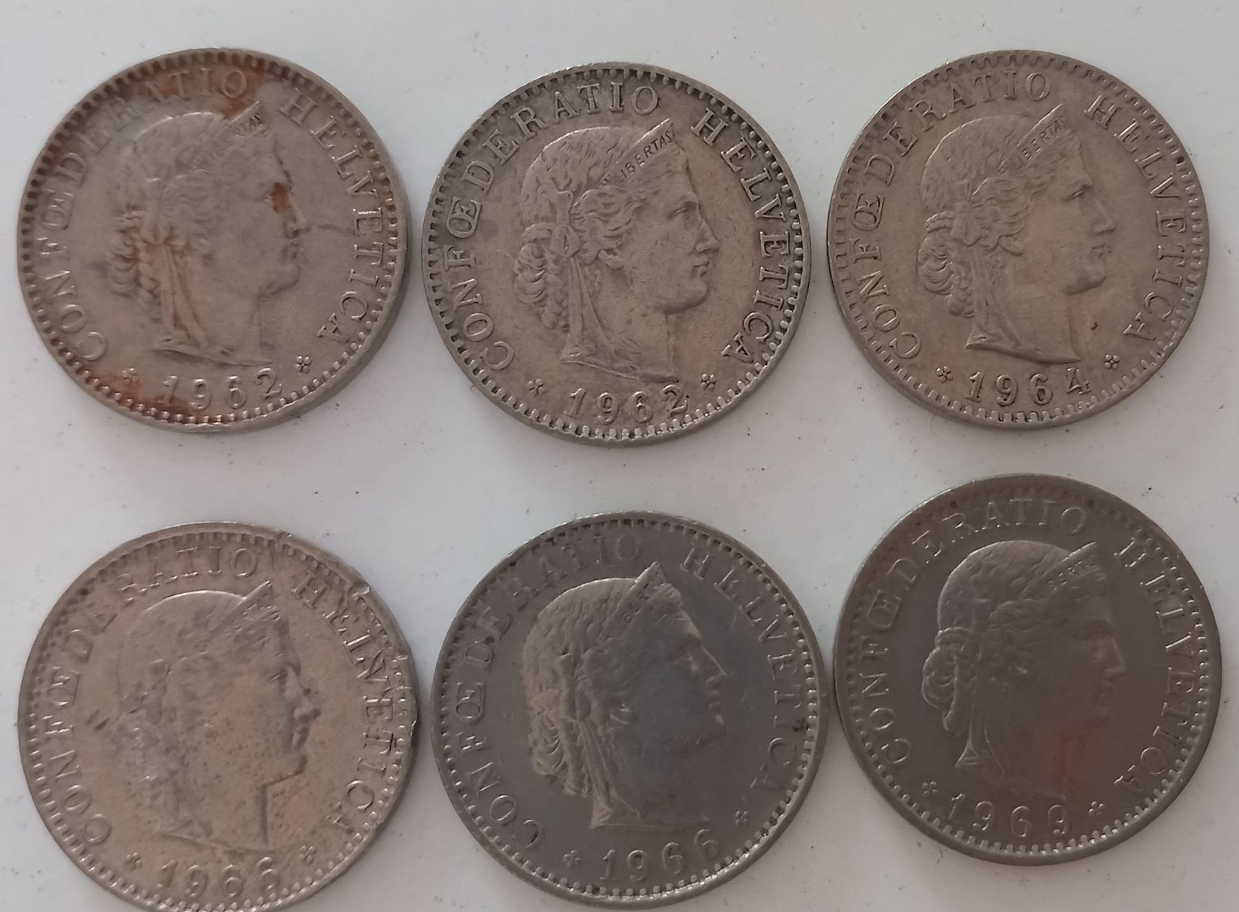 Tutti le monete: 20 Rappen 1962, 1964, 1966 , 1969 – Usato da Balsthal venduto da Marica75