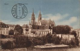 Antike Ansichtskarte Basel, Münster, 1910, Stempel St. Klara