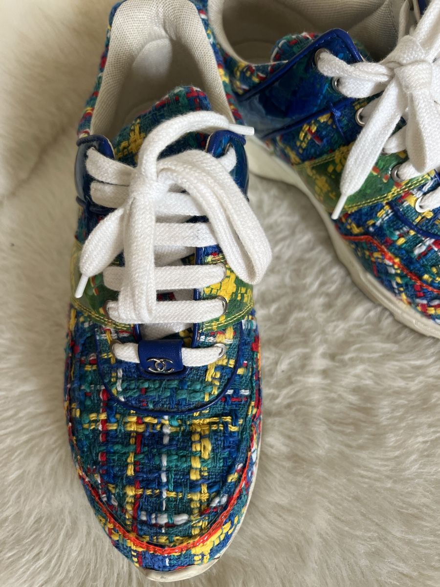 Chanel Scarpe da donna: Baskets Chanel Tweed Multicolores 37 1/2 – Usato da Lutry venduto da roxypoxy 1