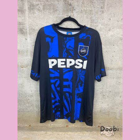 Maillot Pepsi 1898 noir bleu style football  Taille M