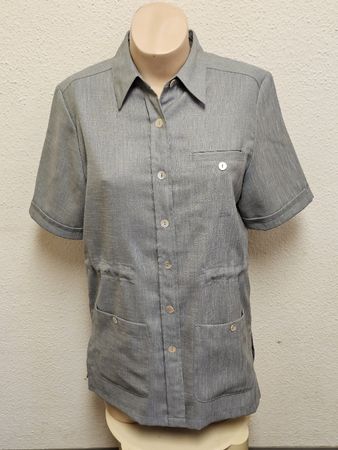 BIAGGINI Damen Bluse Grau Kurzarm Gr. 36 Klassisch Business 