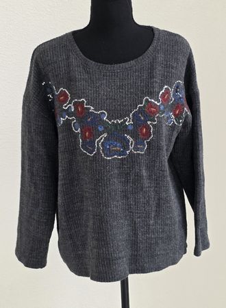 Strickpullover Zara Gr. M Blumen Stickerei 