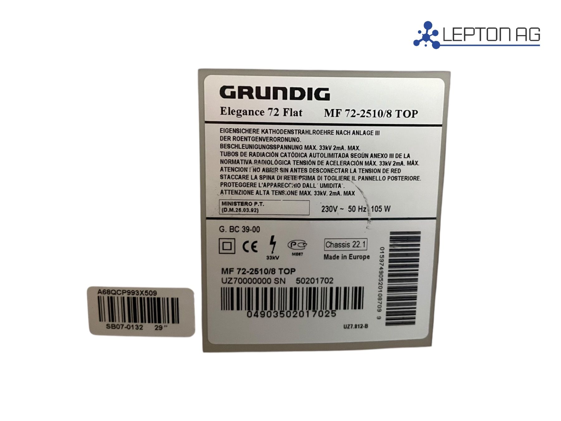 Grundig Fernseher: Grundig Elegance 72 Flat Röhren TV – Gebraucht aus Niederdorf von LeptonAG 3