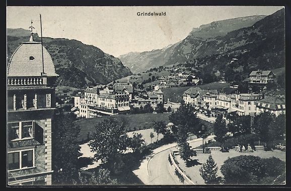 Cartoline postali: Grindelwald, Totalansicht aus der Vogels – Usato da Berlin venduto da bartko-reher