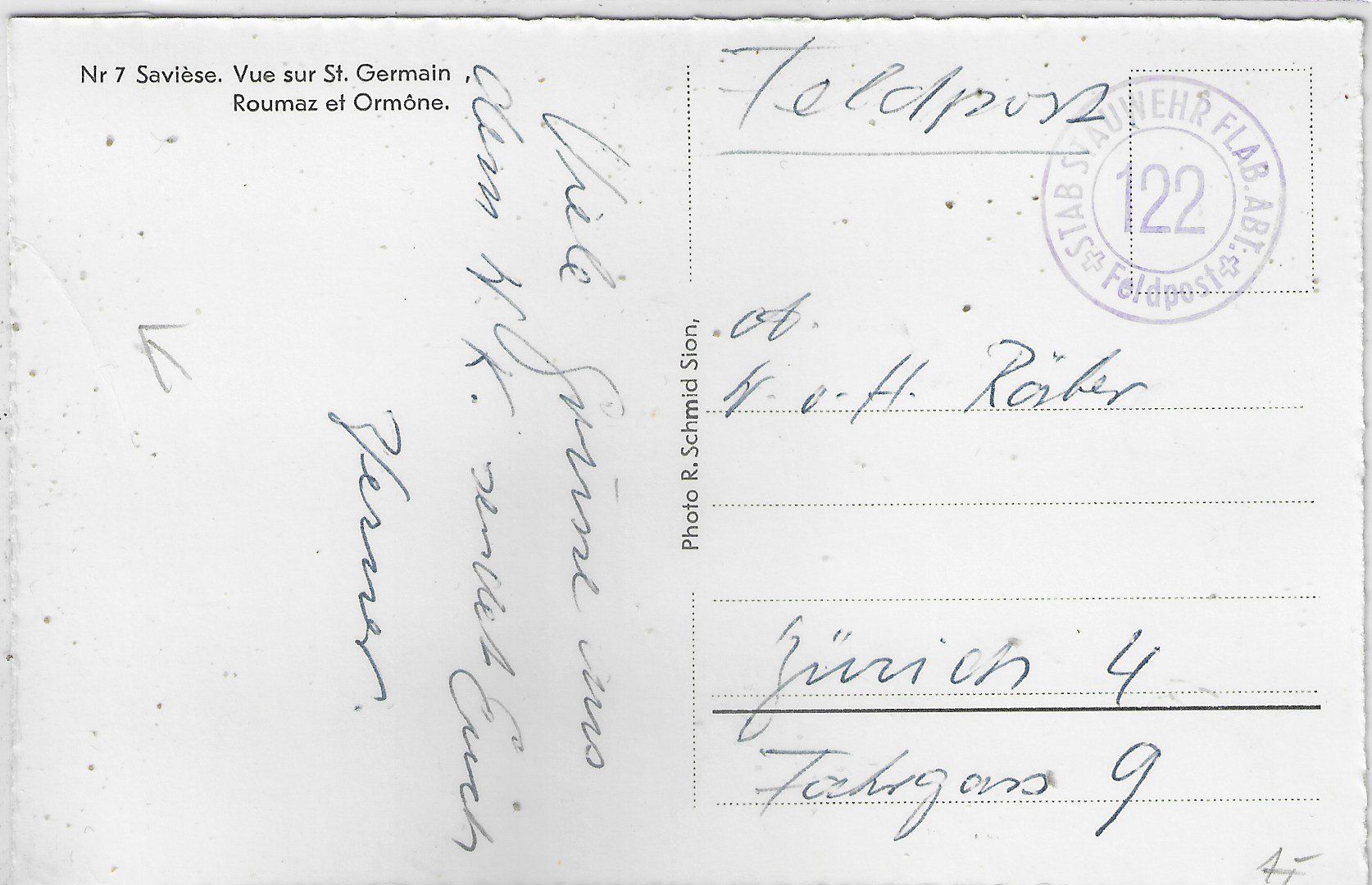 Cartoline postali: Saviese - Vue sur St. Germain - Roumaz et Ormone – Usato da Ettingen venduto da Kartenplanet 1