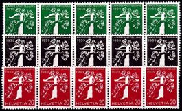 1939, Landi Nr. 236yRM-238yRM, Serie (i) 5er-Streifen **.