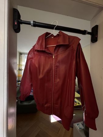 Lederjacke rot mit Reissverschluss
