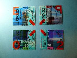 2002 EXPO 02 ET- Vollstempel Arteplage Jura 1041 bis 1044