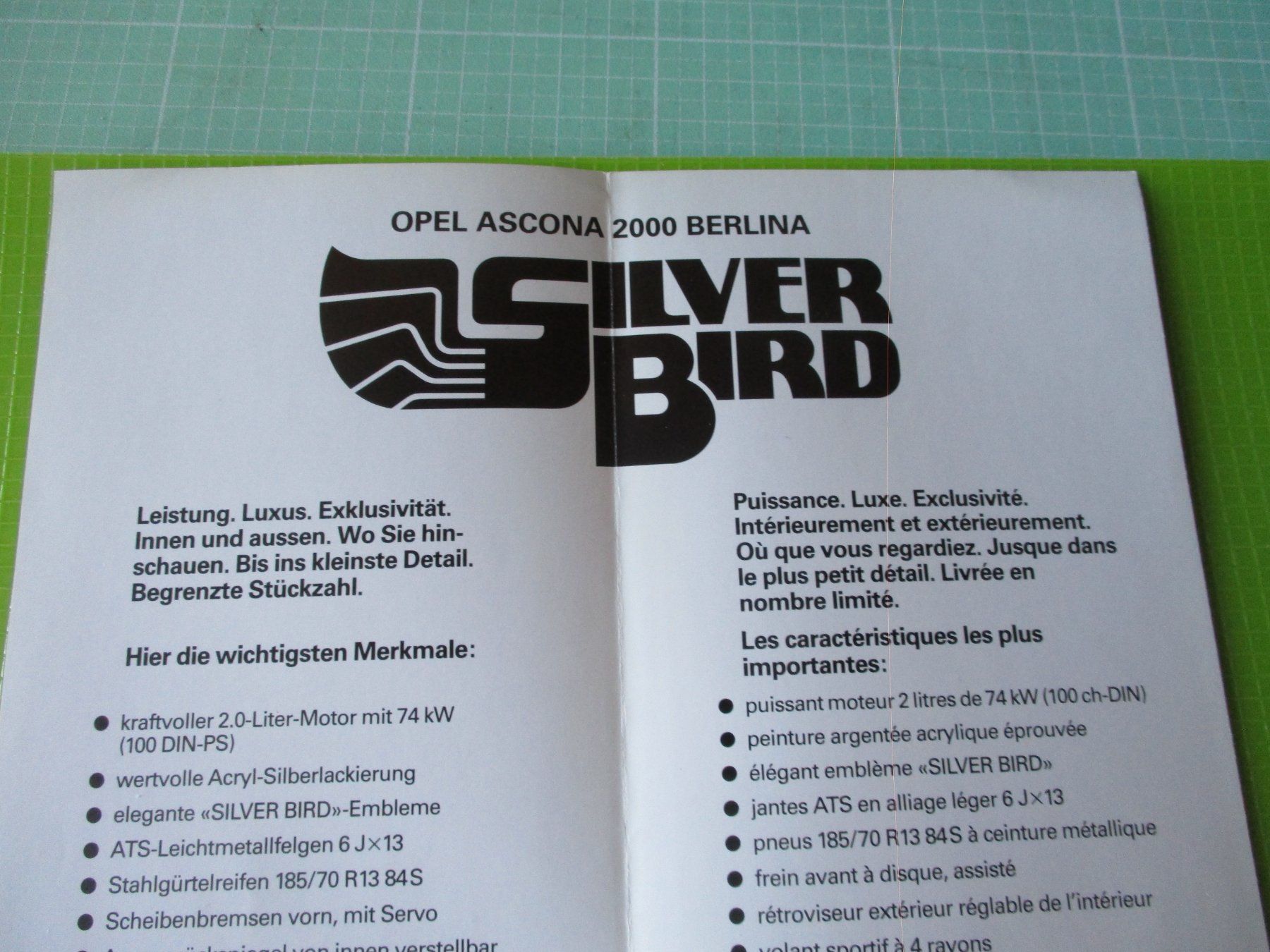 Opel Documenti: Opel Ascona 2000 Silver Bird Prospekt 1979 – Usato da Ottikon Gossau ZH venduto da hokuspokus 2