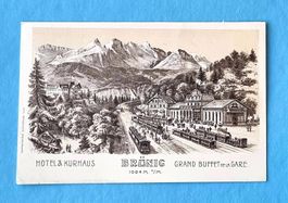 Brünig - Bahnhof - Eisenbahn - Werbekarte Buffet de la Gare