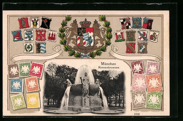 München, Nornenbrunnen, Wappen mit Brie | Kaufen auf Ricardo