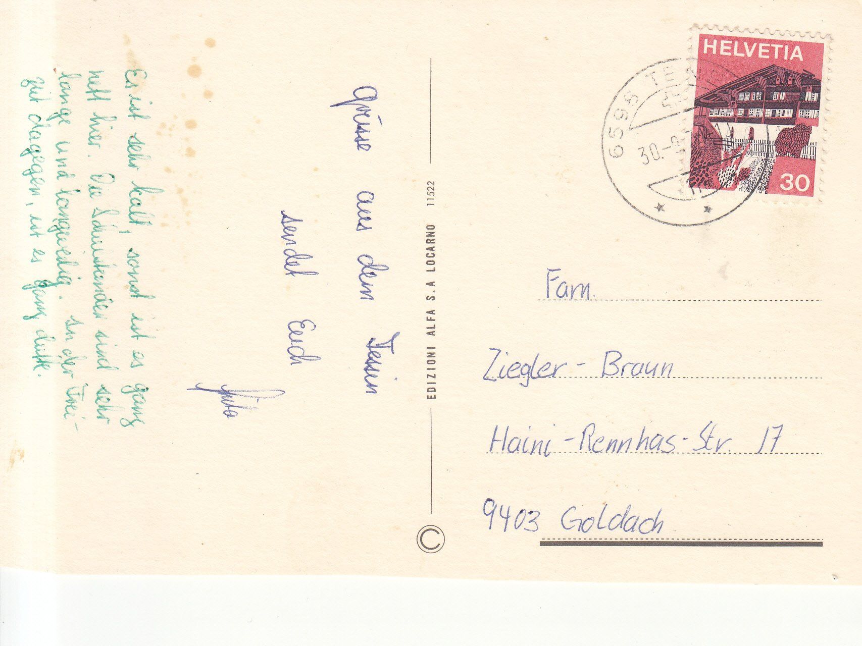 Cartoline postali: Locarno 1977 – Usato da Bürglen TG venduto da StampGraf 1