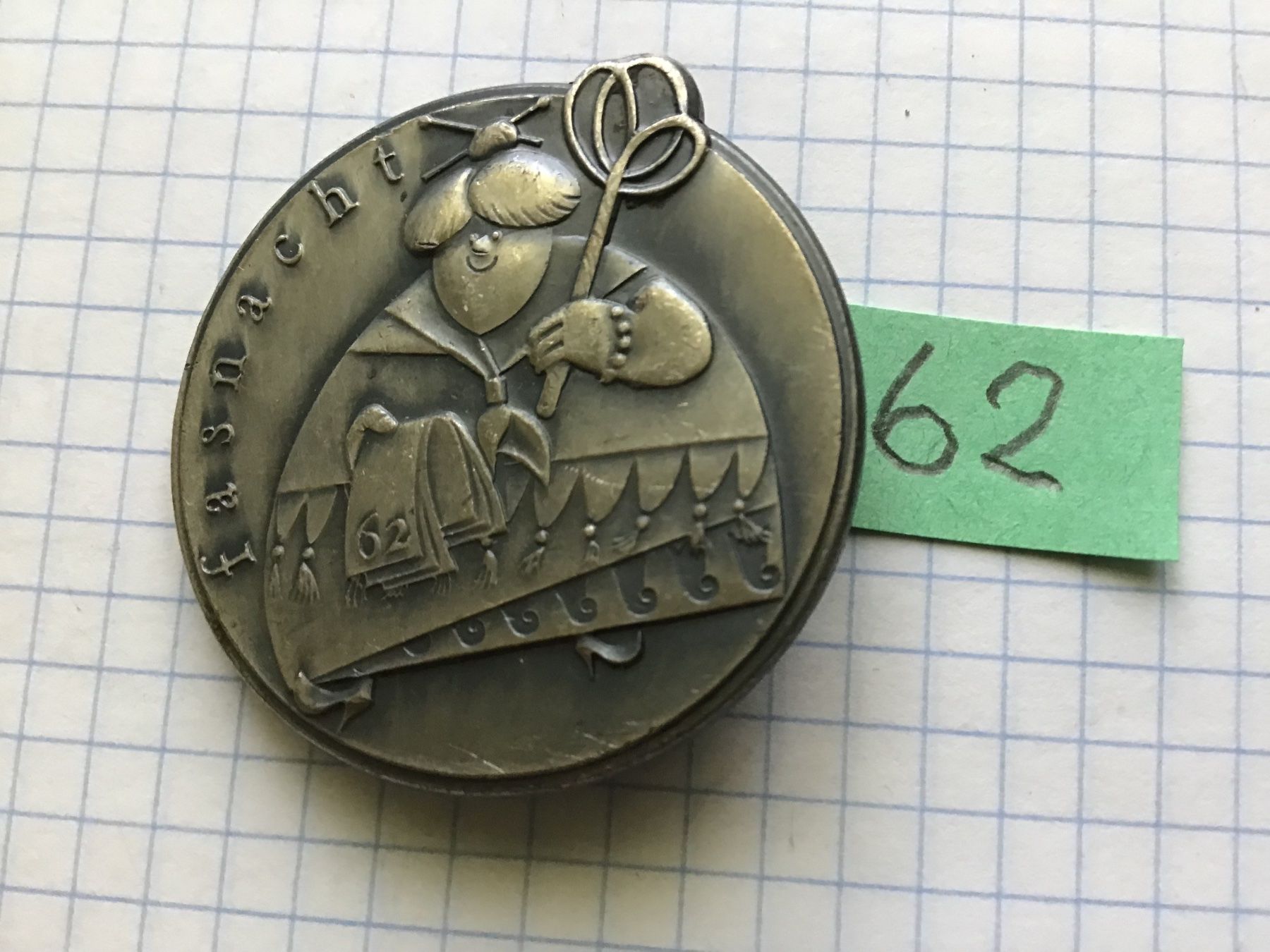 Basler Placchette & Badge: Baslerfasnachtsplaketten Silber 1962 – Usato da Arlesheim venduto da printz01