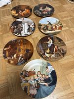 7 Porzellan Teller von Albert Anker