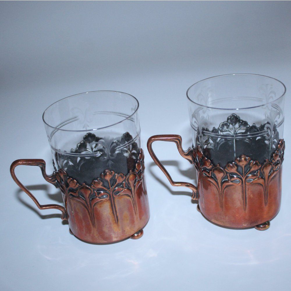 WMF Tasses: Teeglashalter Kupfer Jugendstil WMF mit Glaseinsatz – D'occasion à Weggis par Mylemontree 1