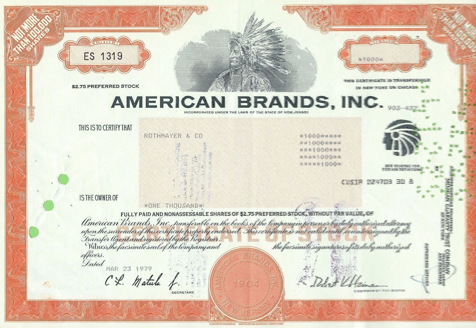 Tutti le monete: American Brands, Inc. 1979 – Usato da Zürich venduto da t24_de