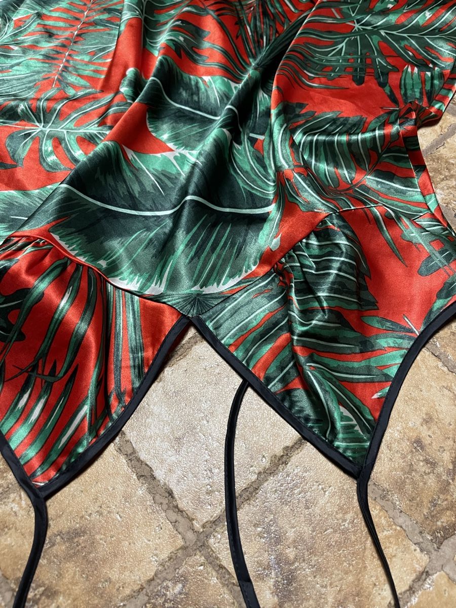 Negligees & Pigiami: Chic Tropicale: Abito da notte di raso-Tg.L-Rosso e Verde – Nuovo (secondo la descrizione) da Gordevio venduto da LanaZimm 6
