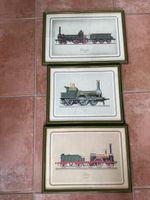 Drei Bilder mit Rahmen mit alten Lokomotiven 🚂 