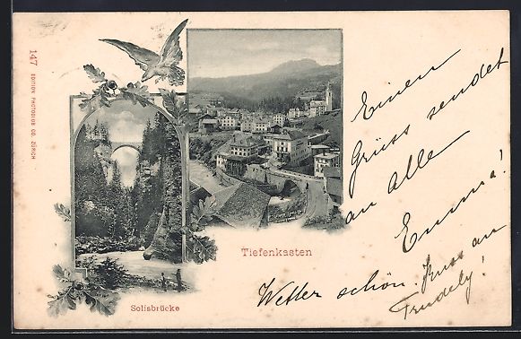 Cartoline postali: Tiefencastel, Teilansicht, Solisbrücke – Usato da Berlin venduto da bartko-reher