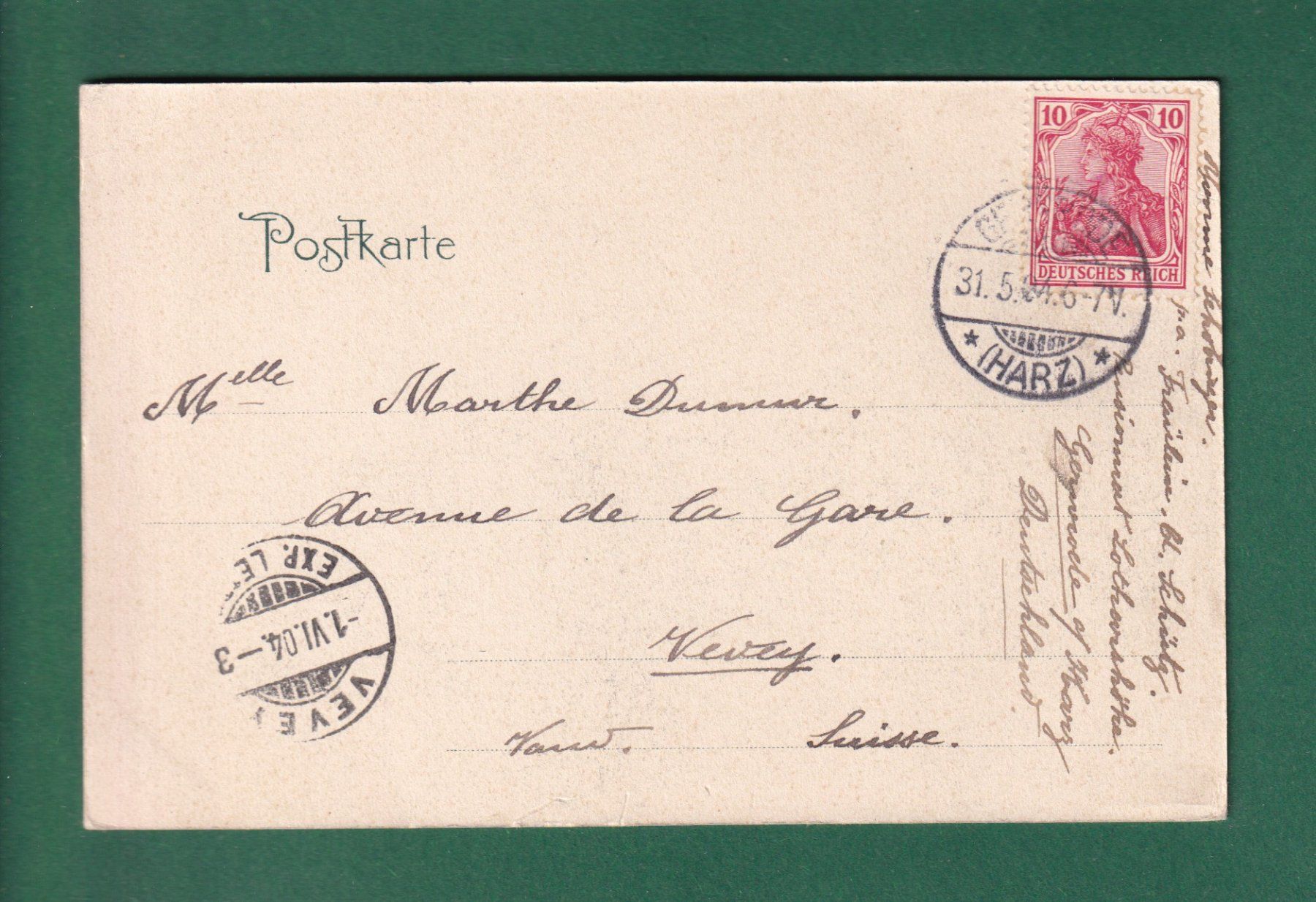 Cartoline postali: GERNRODE - Pensionat Hirschberg - 1904 – Usato da Pully venduto da nicecards-shop 1