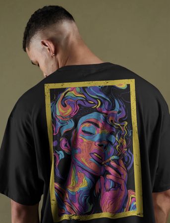 Tshirt Herren XL schwarz Rückenmotiv psychedelic style
