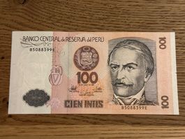 Peru 100 Intis 1987, Ramon Castilla, Sammler Banknote