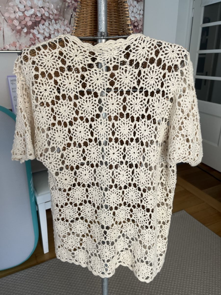 Giacche: Gehäkelte Jacke, Creme, Ramie, Baumwolle, M – Usato da Solothurn venduto da Bobesch08 3